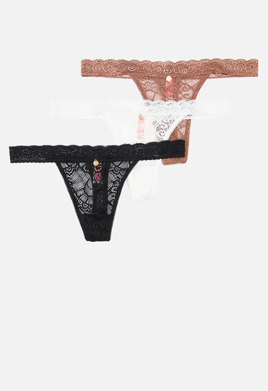 KANGOL - 3 Pack lace thongs - multi 