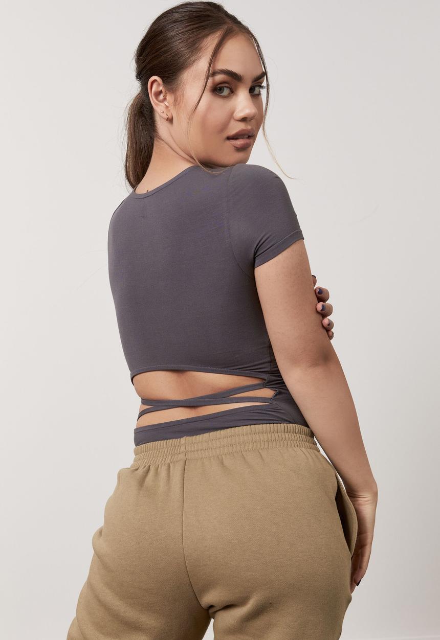 Factorie - Cross front short sleeve bodysuit - tornado