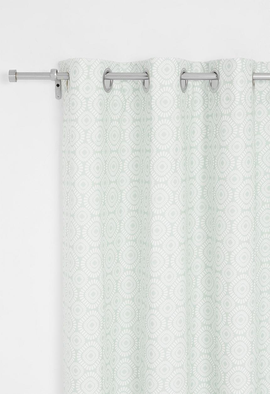 Sixth Floor - Geometric abstract printed eyelet curtain pack of 2 - grey