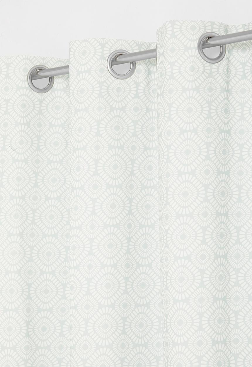 Sixth Floor - Geometric abstract printed eyelet curtain pack of 2 - grey