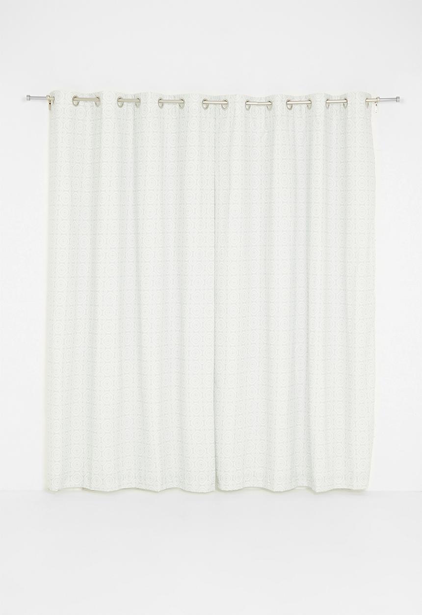 Sixth Floor - Geometric abstract printed eyelet curtain pack of 2 - grey
