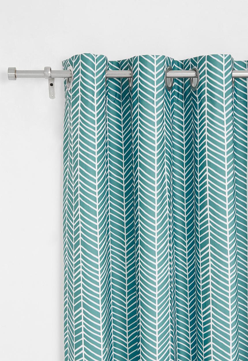 Sixth Floor - Herringbone printed eyelet curtain pack of 2 - duck egg blue