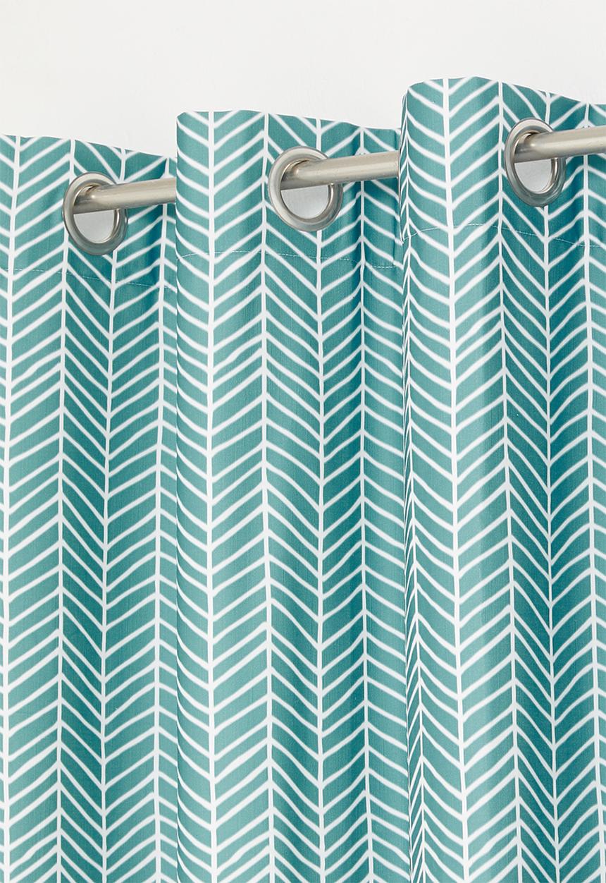 Sixth Floor - Herringbone printed eyelet curtain pack of 2 - duck egg blue