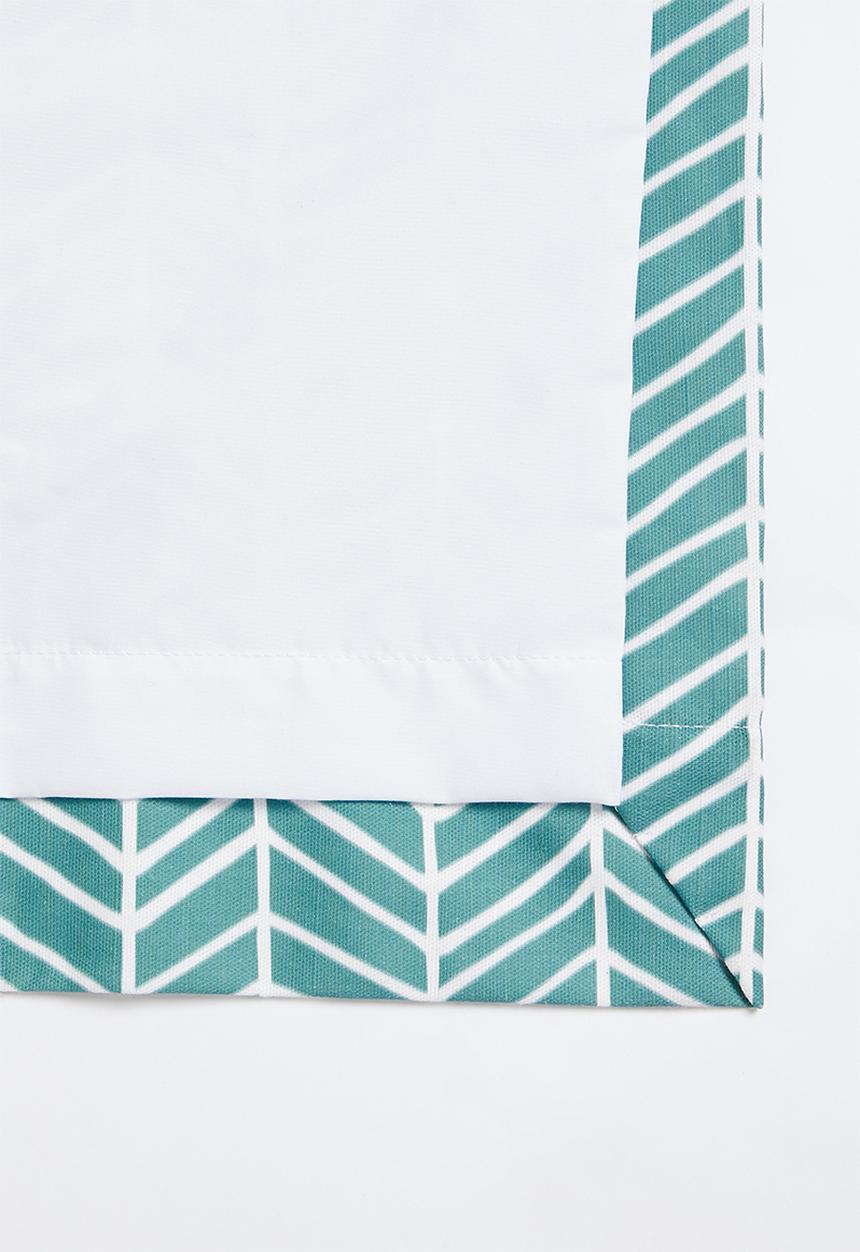 Sixth Floor - Herringbone printed eyelet curtain pack of 2 - duck egg blue