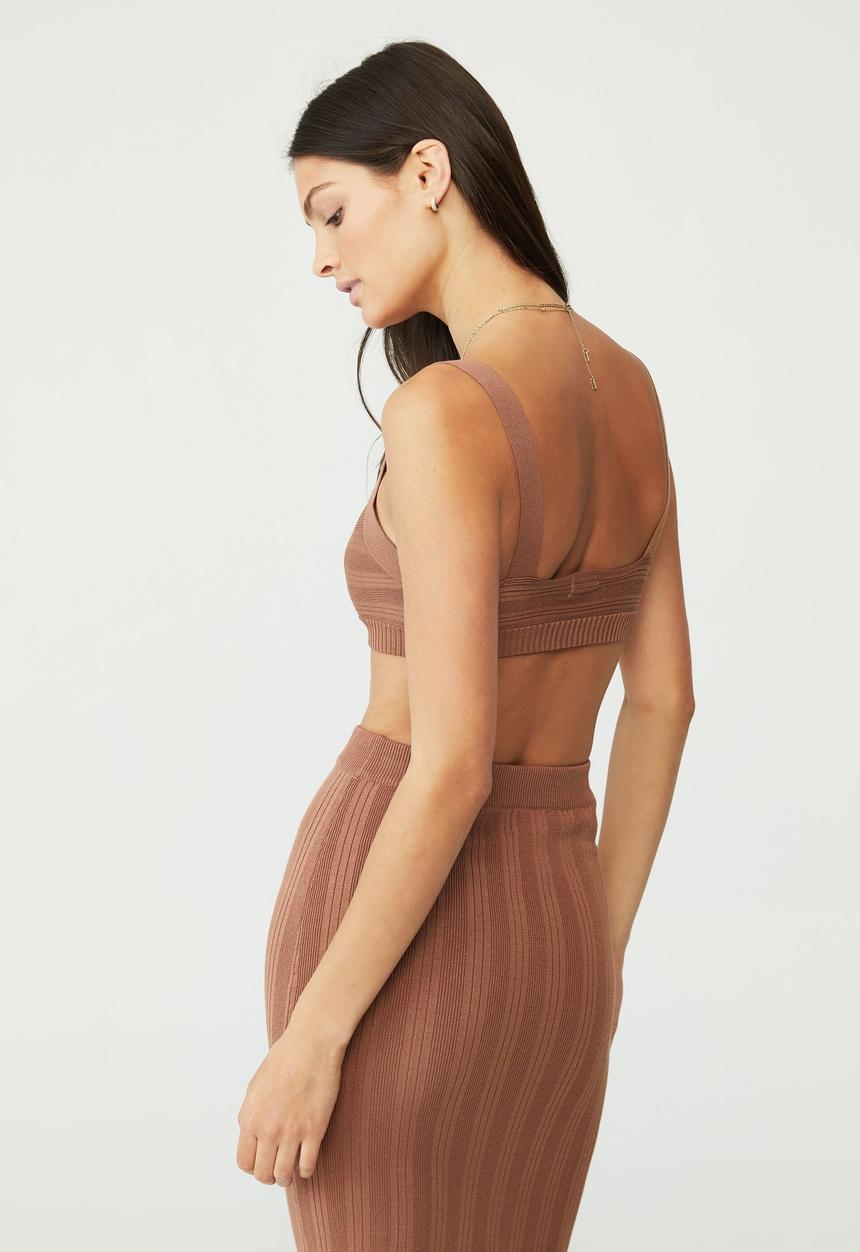 Cotton On - Foxy variegated rib bralet - cocoa bean