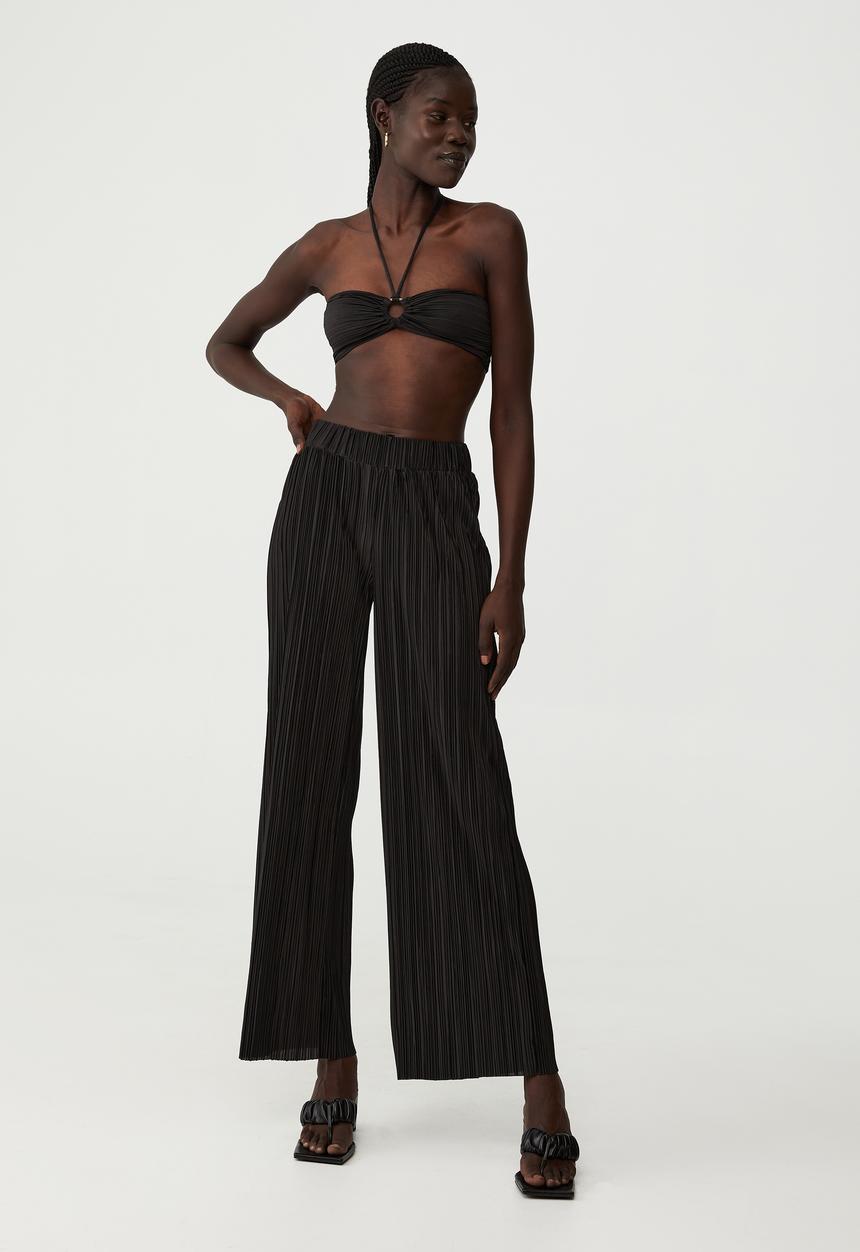Cotton On - Plisse slinky pant - black