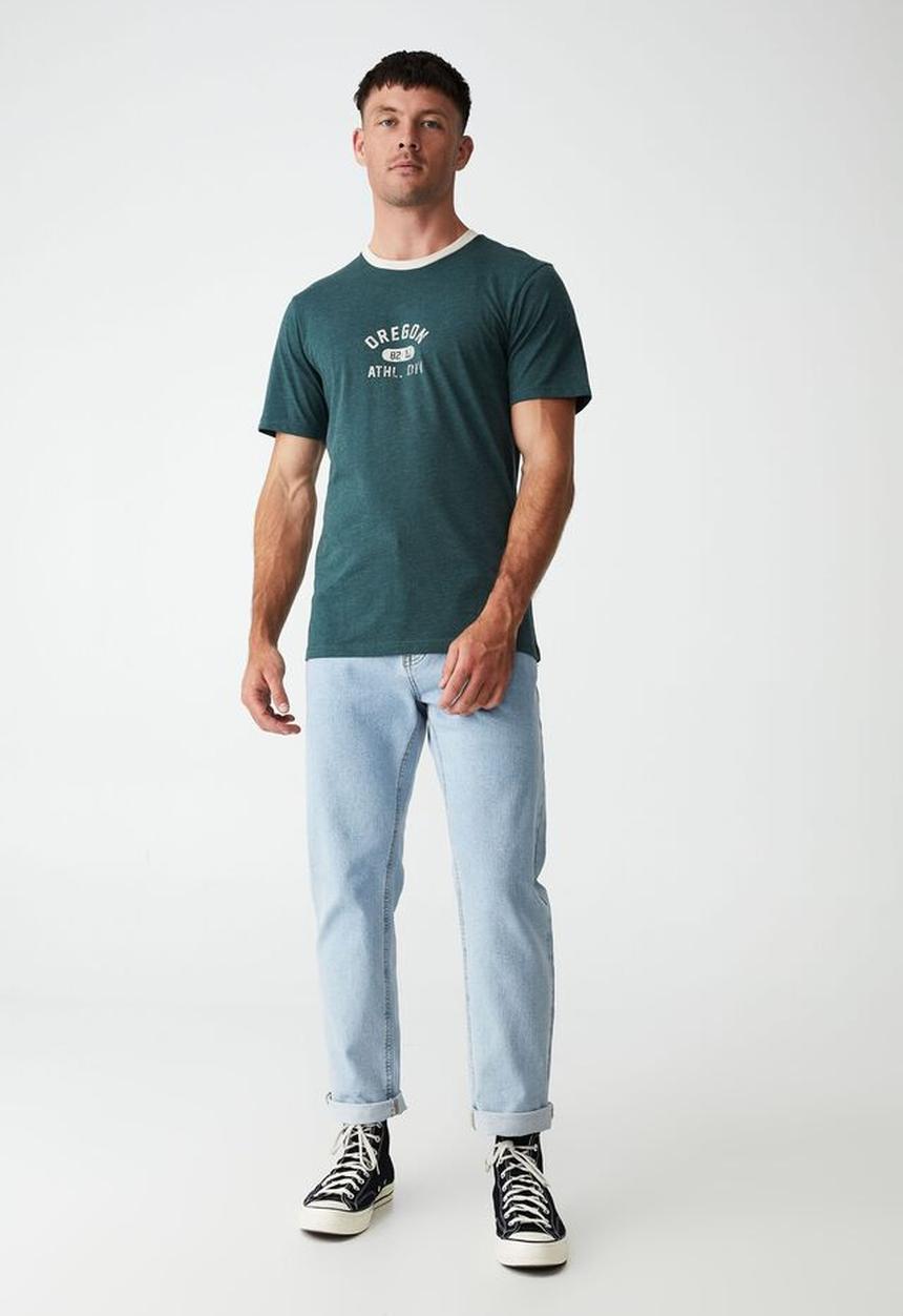 Cotton On - Tbar sport T-shirt - deep sea teal/oregon athl. div