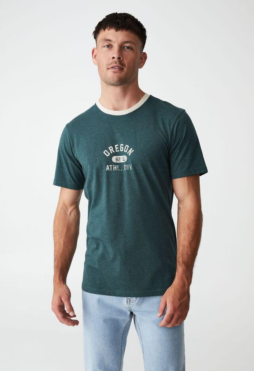 Cotton On - Tbar sport T-shirt - deep sea teal/oregon athl. div