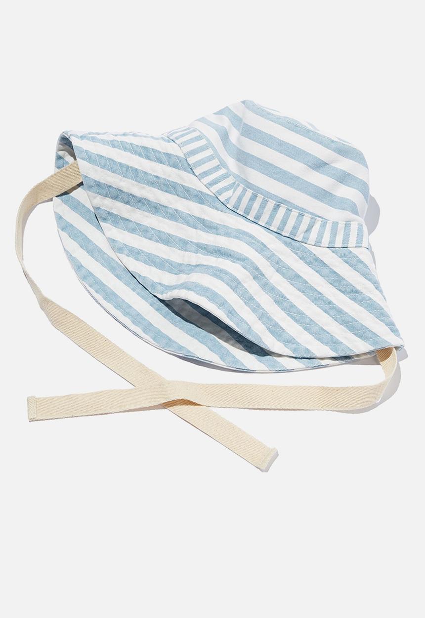 Rubi - Sasha wide brim sun hat - teal sky stripe