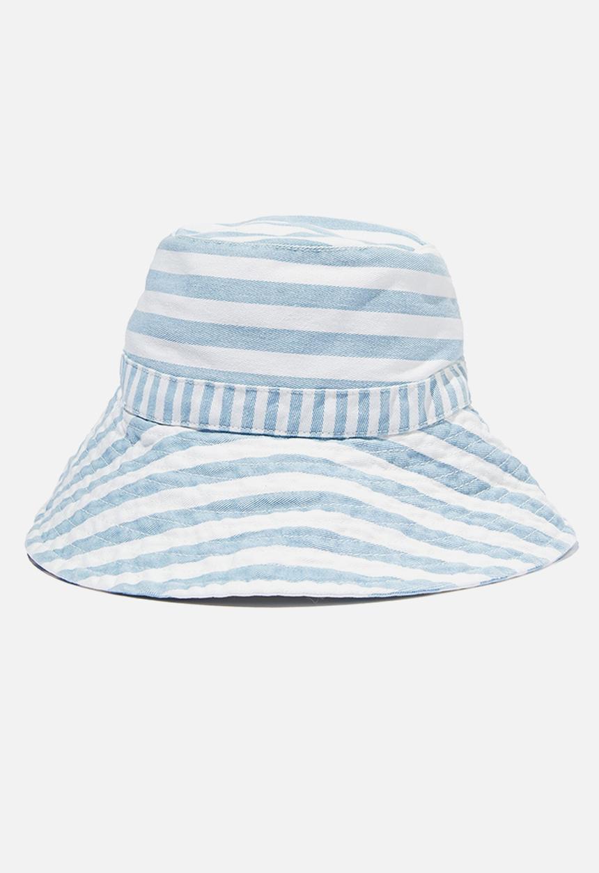 Rubi - Sasha wide brim sun hat - teal sky stripe