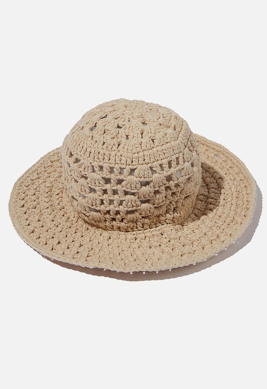 Rubi - Cara cottage bucket hat - linen taupe