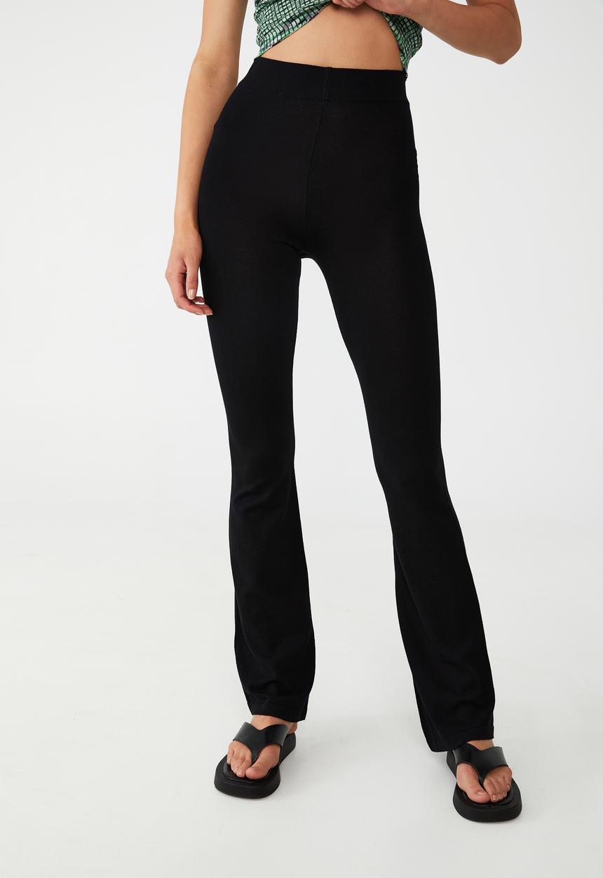 Cotton On - Space dye set knit flare - black