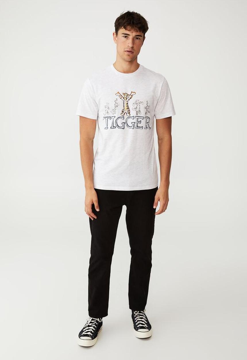 Cotton On - Tbar collab character T-shirt - lcn dis white marle/tigger- bouncing