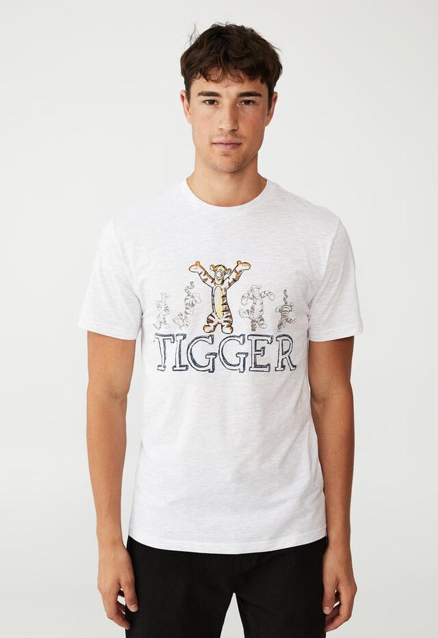 Cotton On - Tbar collab character T-shirt - lcn dis white marle/tigger- bouncing
