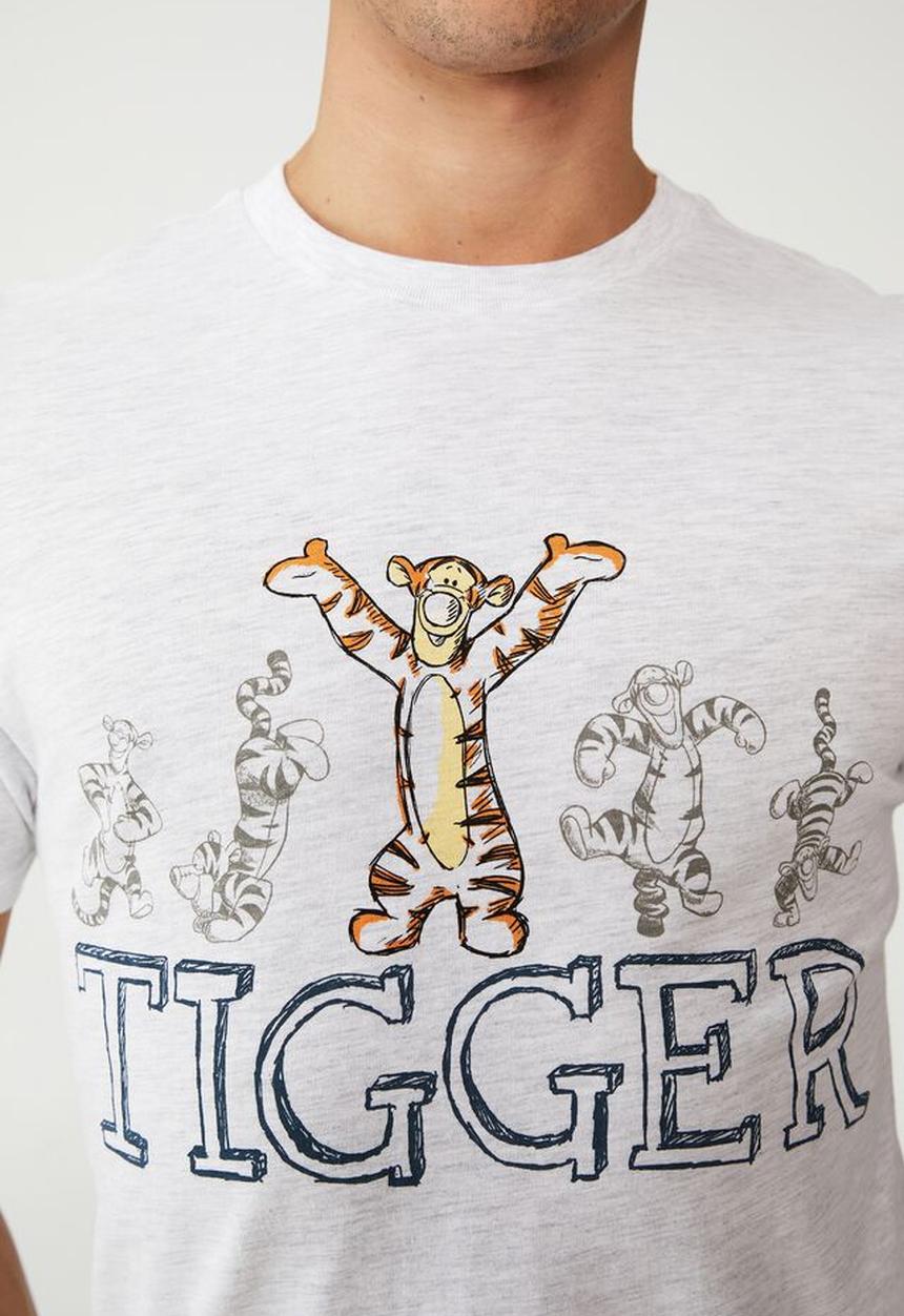 Cotton On - Tbar collab character T-shirt - lcn dis white marle/tigger- bouncing