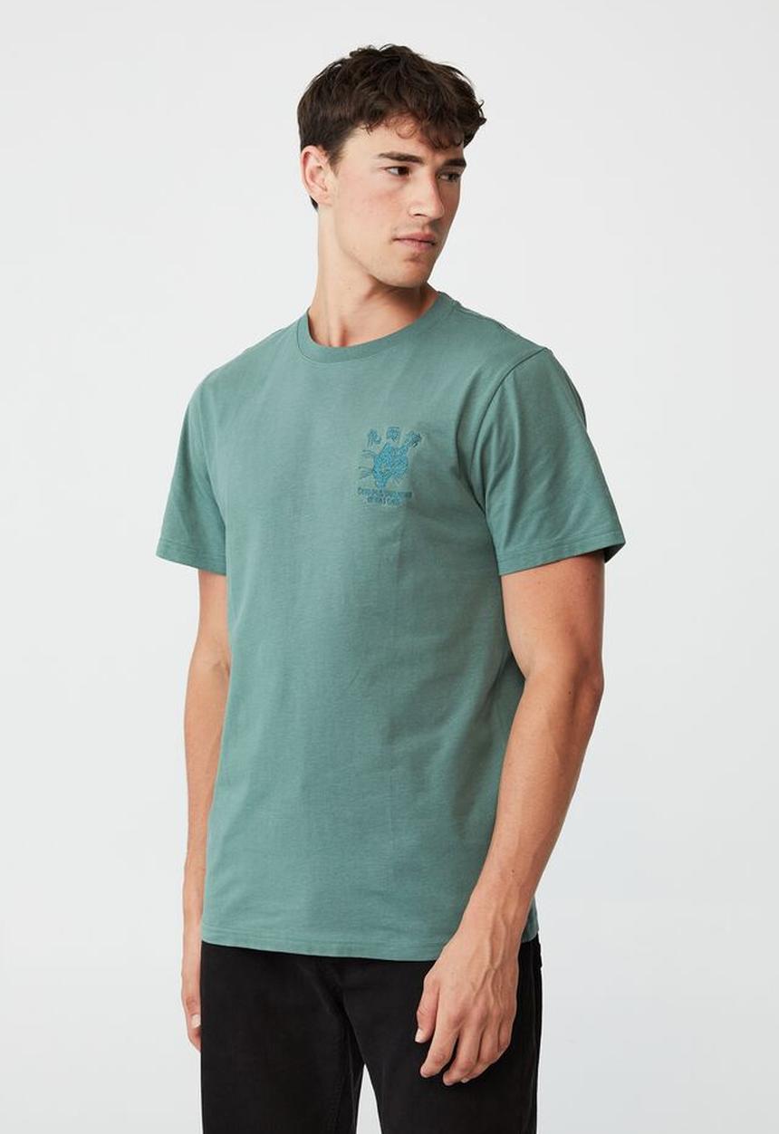 Cotton On - Tbar cny T-shirt - faded teal/smiling tiger