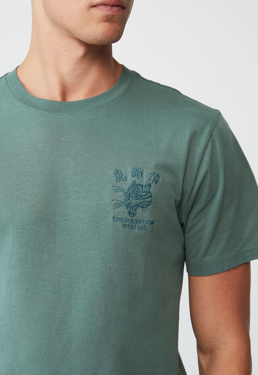 Cotton On - Tbar cny T-shirt - faded teal/smiling tiger