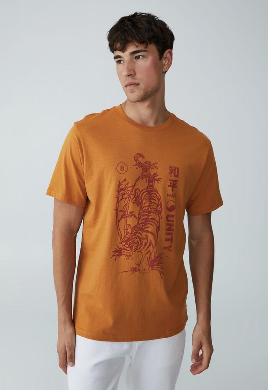 Cotton On - Tbar cny T-shirt - buckskin gold/bamboo tiger