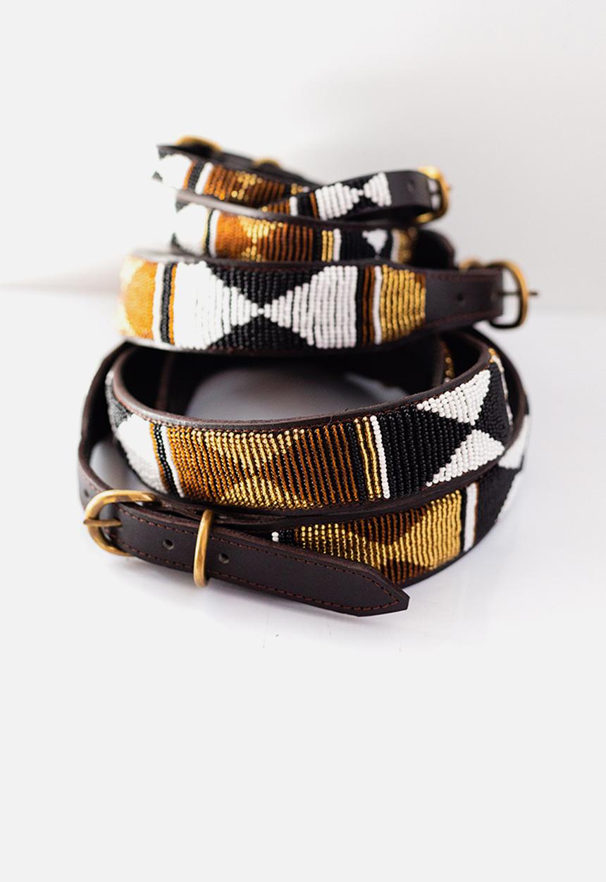 Sila + Bo - Pattern beaded collar - brown & bling