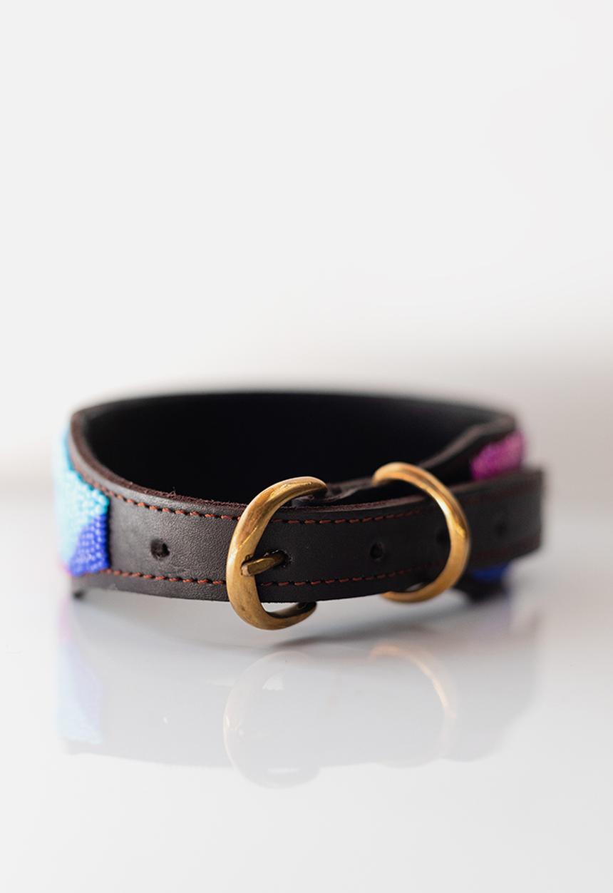 Sila + Bo - Pattern beaded collar - blue & purple