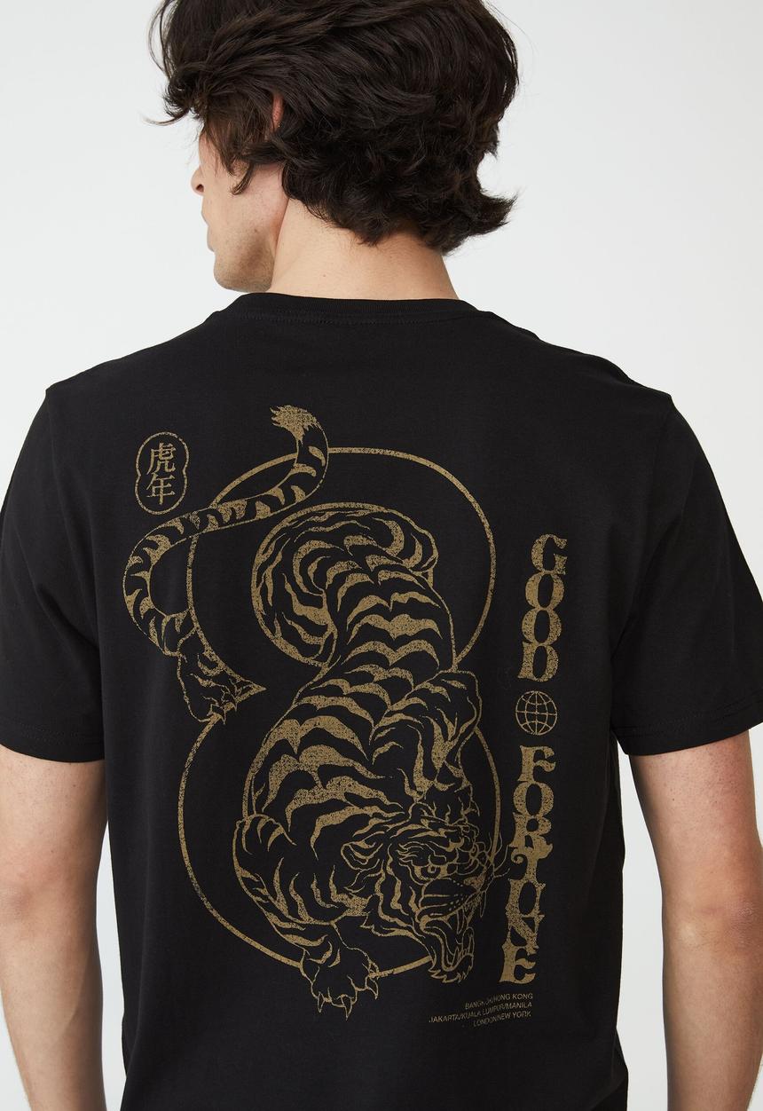 Cotton On - Tbar cny t-shirt - black/lucky tiger