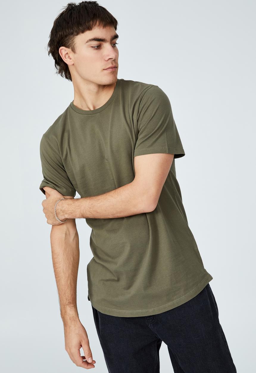 Cotton On - Organic longline T-shirt - military