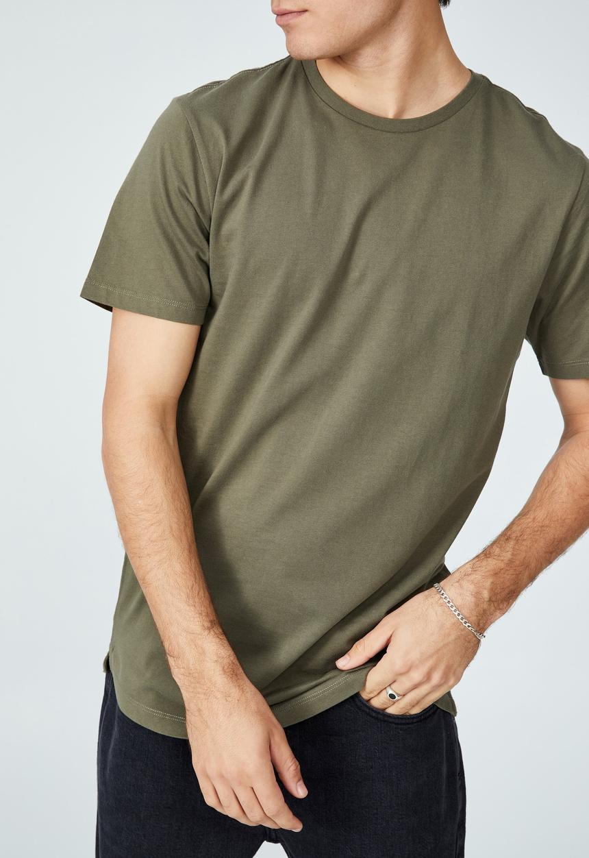 Cotton On - Organic longline T-shirt - military