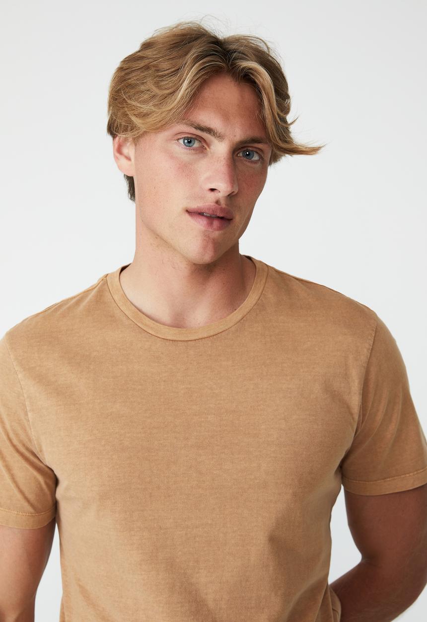 Cotton On - Organic crew T-shirt - golden oak