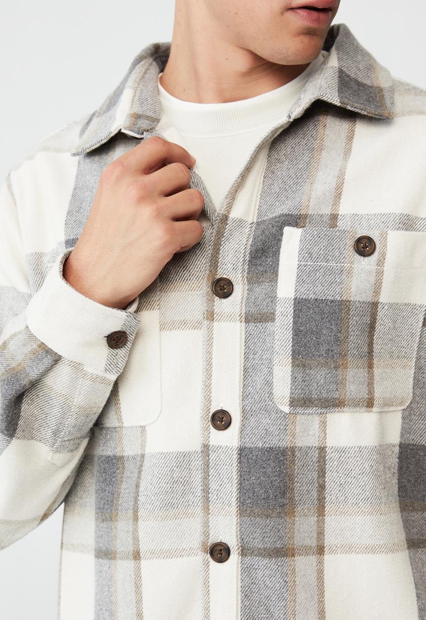 Cotton On - Heavy overshirt - off white check
