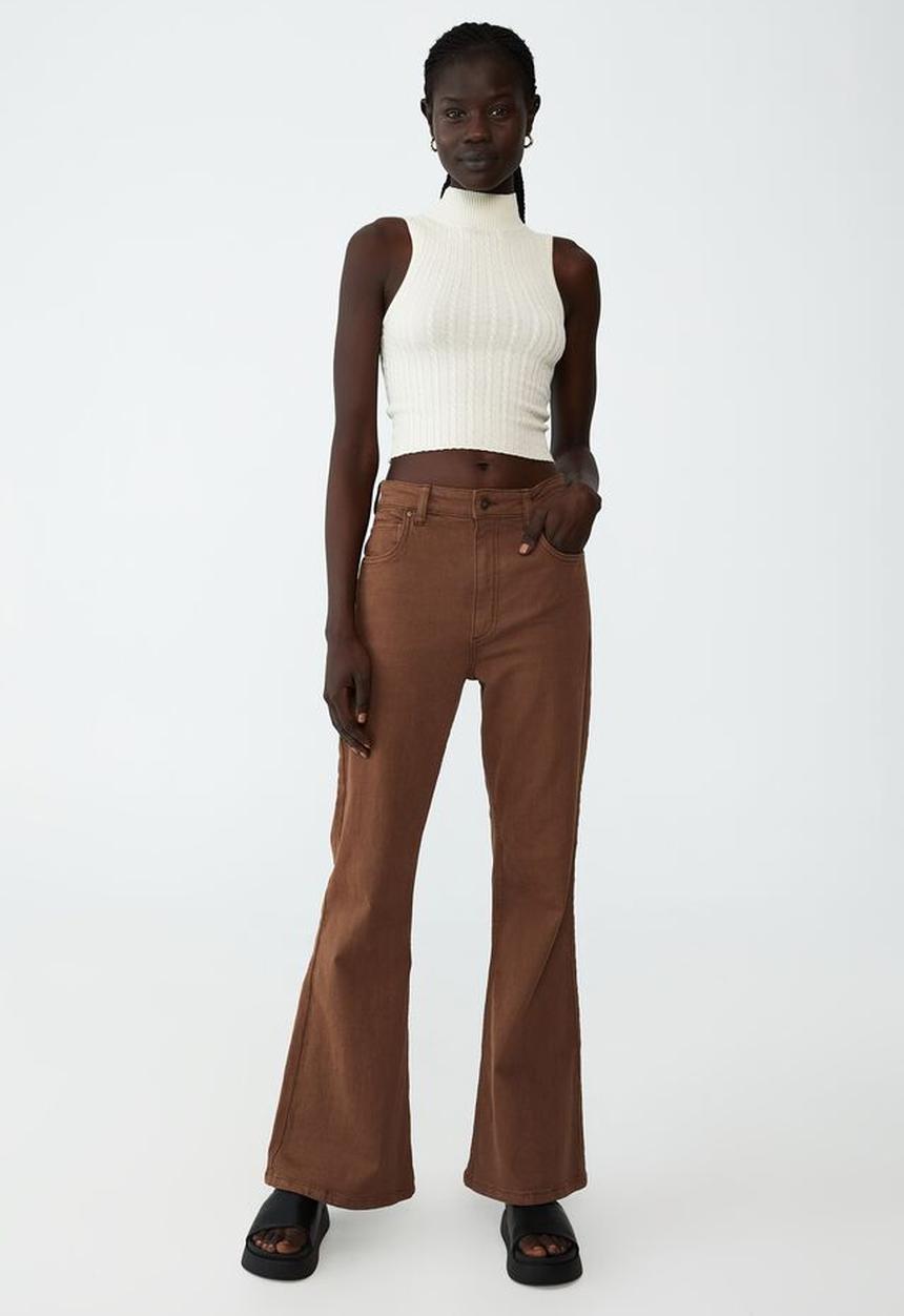Cotton On - Easy mock neck micro cable knit sless - blanched almond