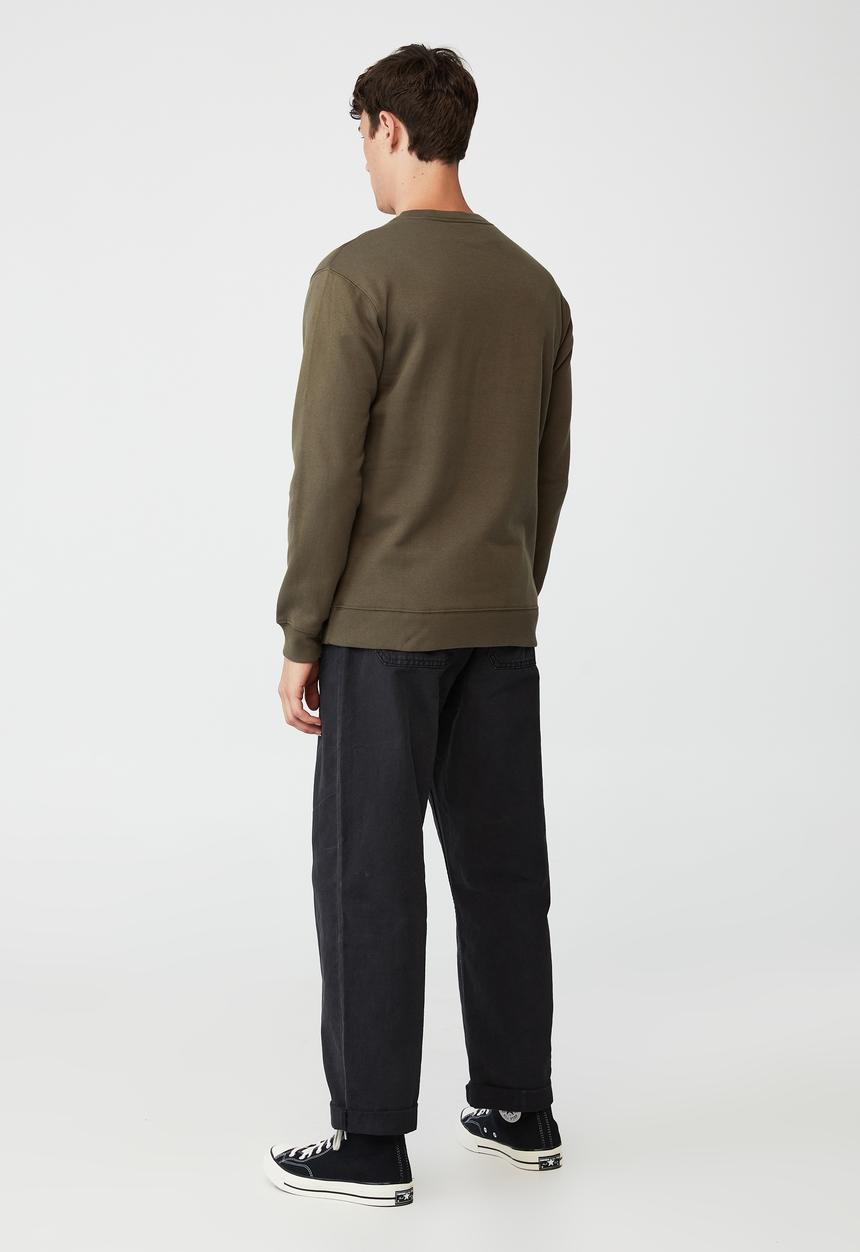 Cotton On - Graphic crew fleece - military