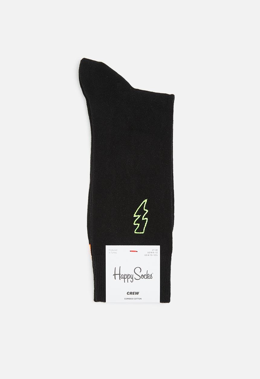 Happy Socks - Embroidery lightning sock - black & orange 