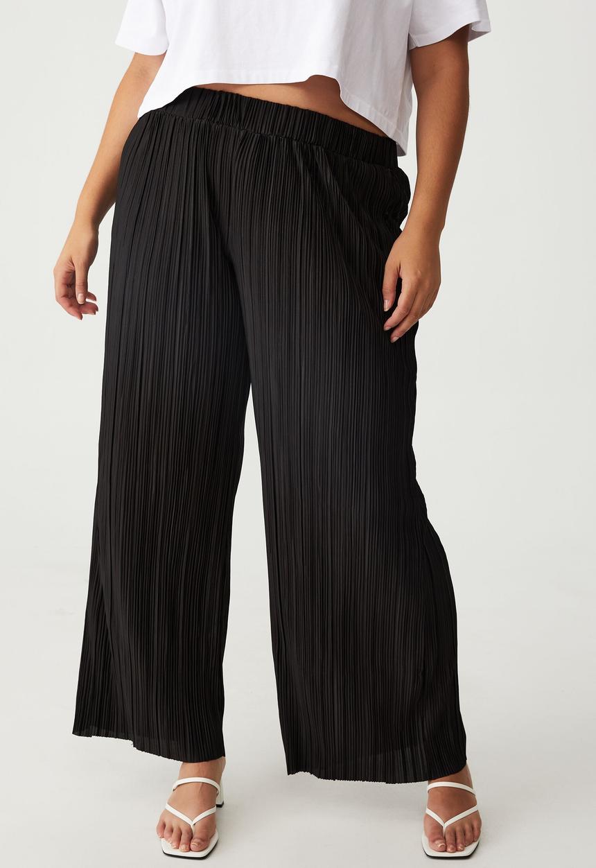 Cotton On - Curve plisse pant - black