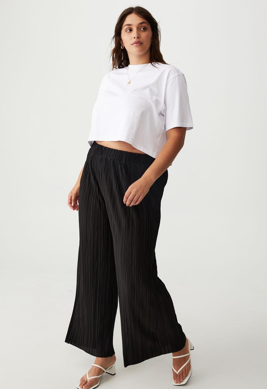 Cotton On - Curve plisse pant - black