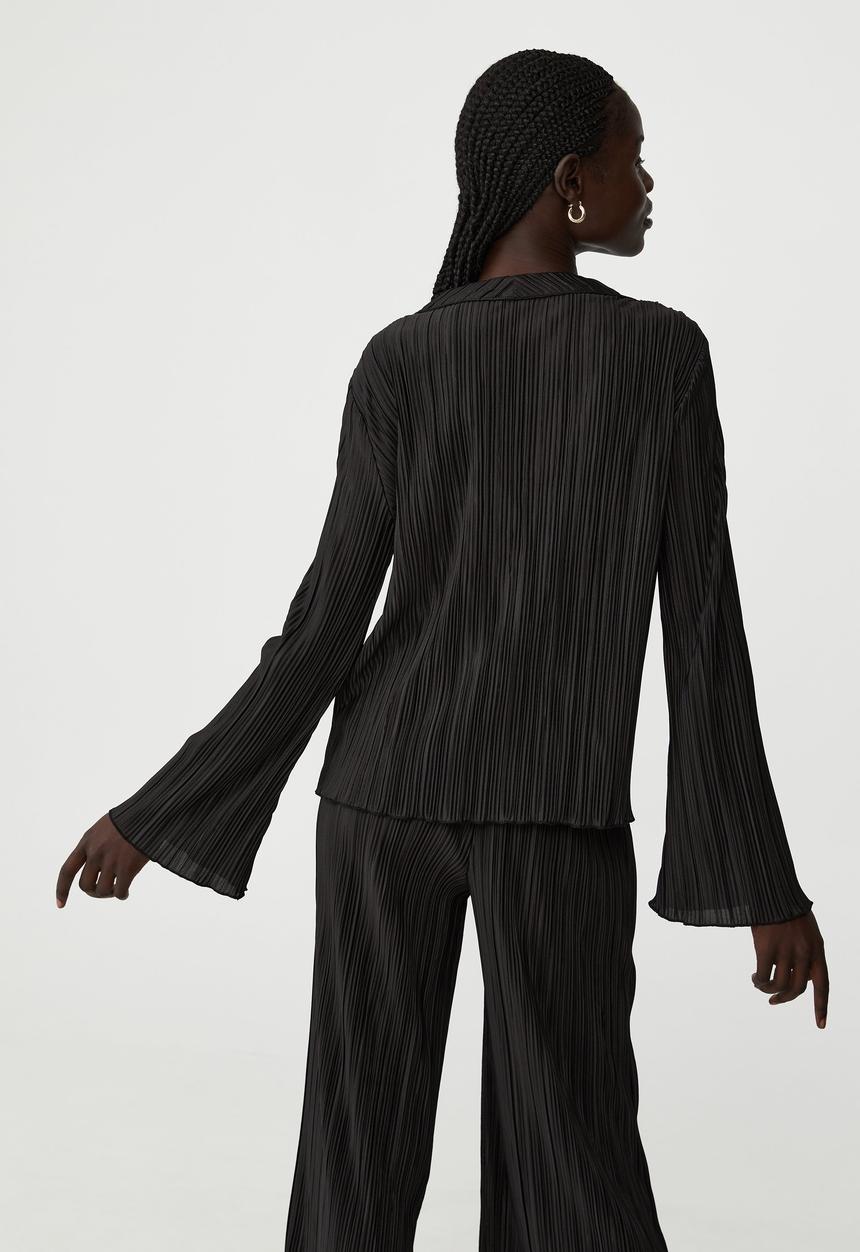 Cotton On - Pleated long sleeve shirt - black