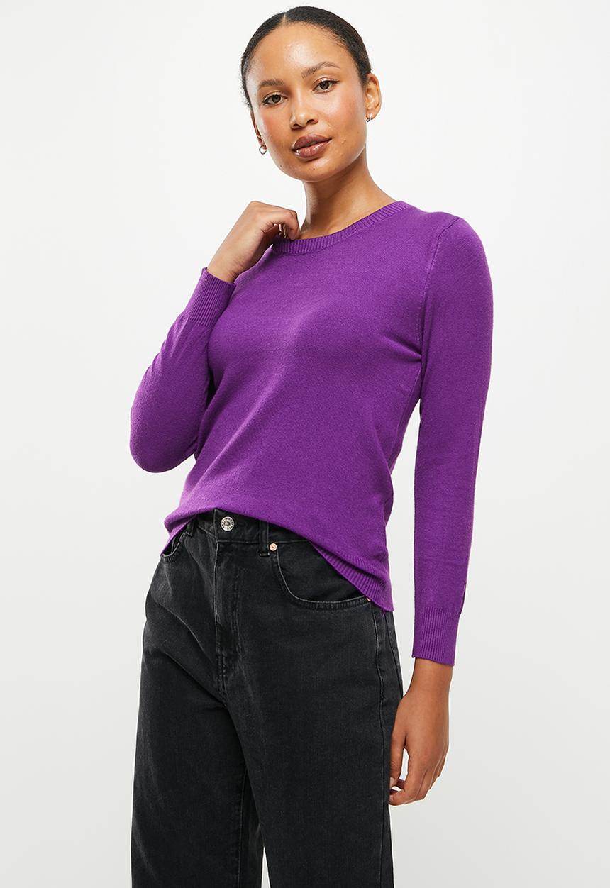 dailyfriday - Slim fit crew neck knit - purple