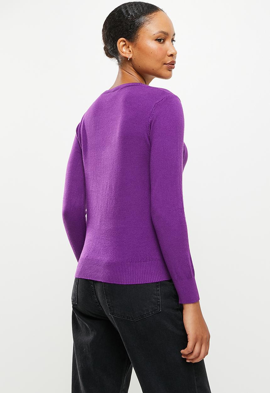 dailyfriday - Slim fit crew neck knit - purple