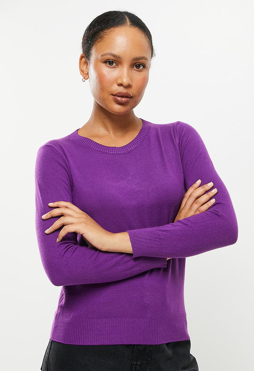 dailyfriday - Slim fit crew neck knit - purple