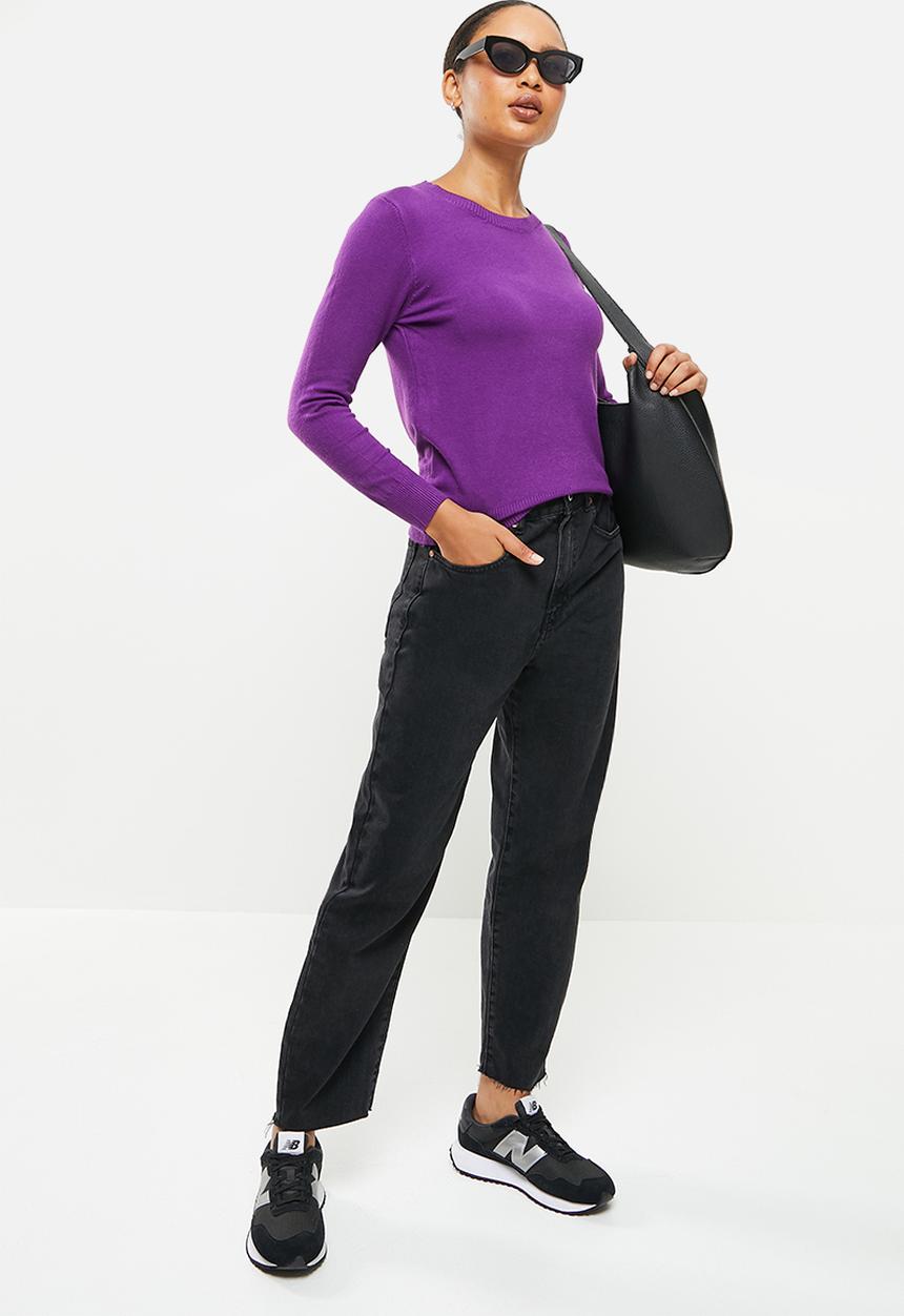 dailyfriday - Slim fit crew neck knit - purple