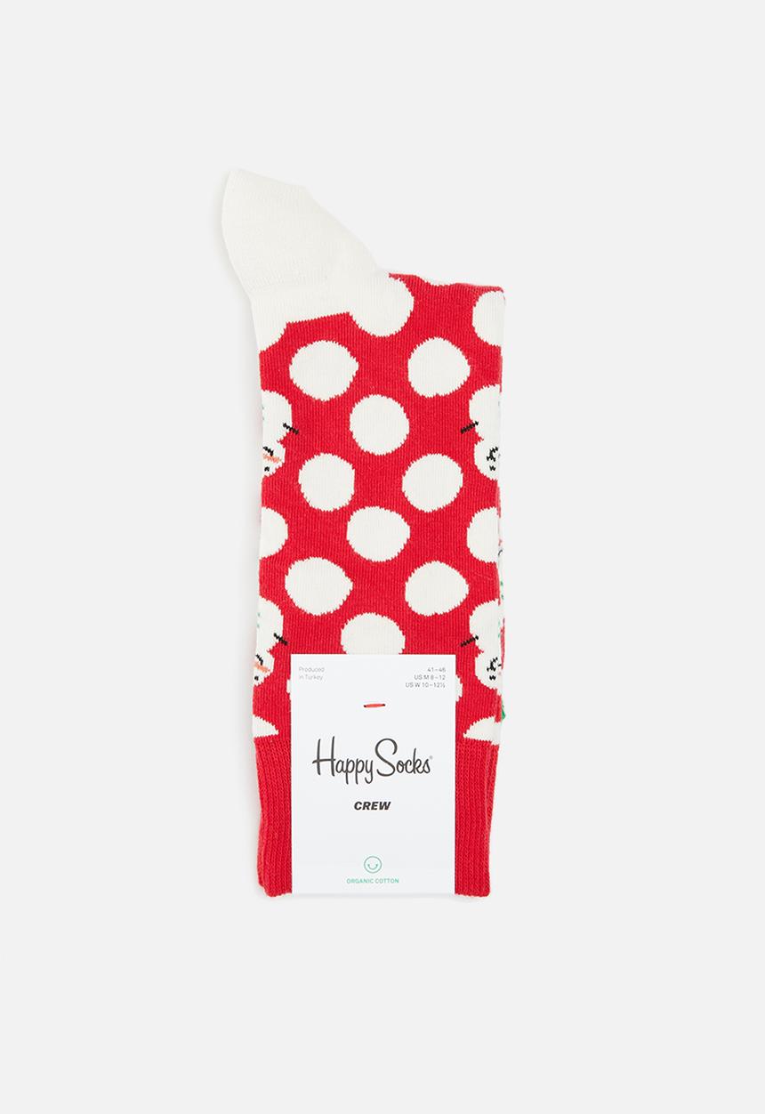 Happy Socks - Big dot snowman sock - red & cream 