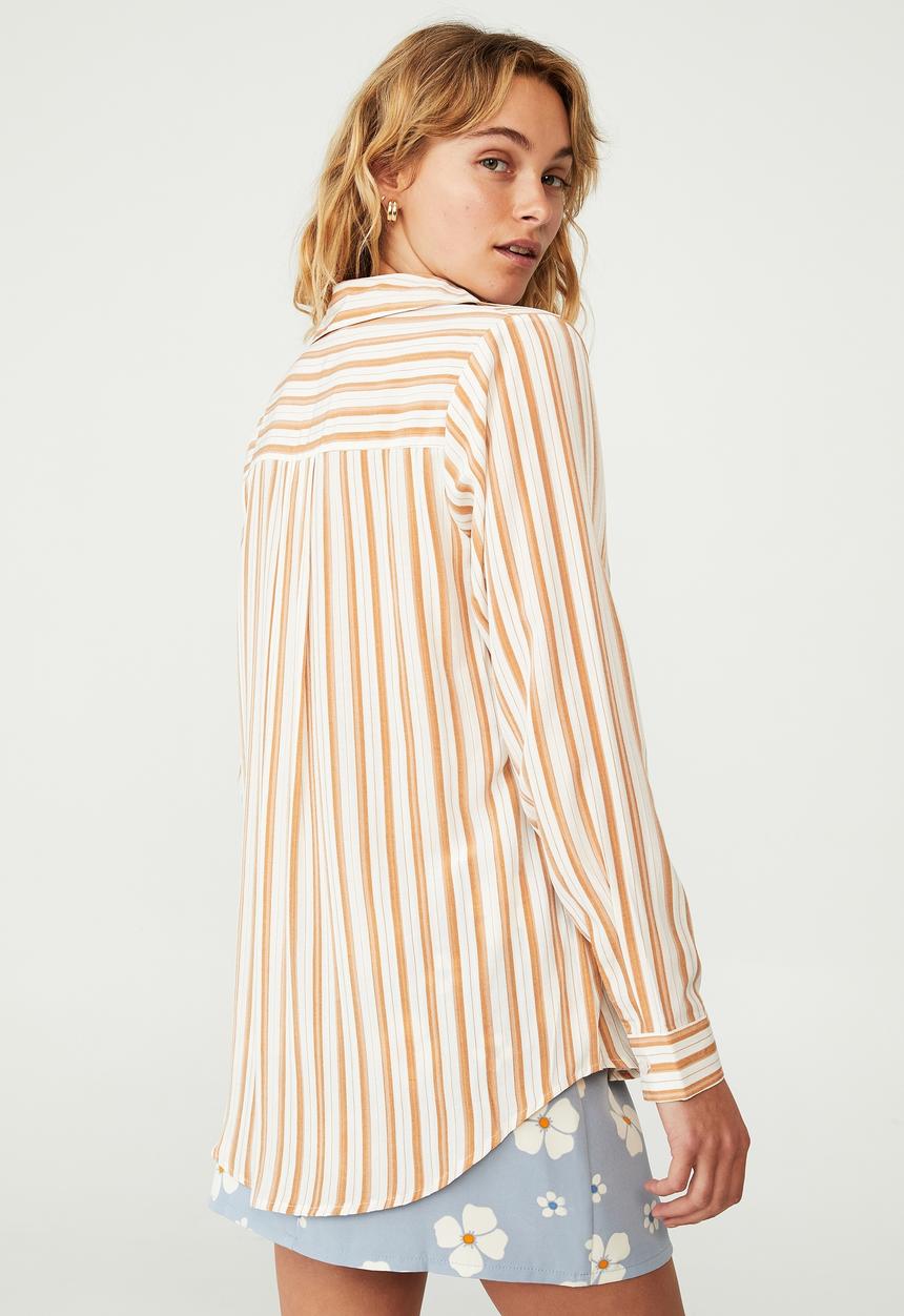 Cotton On - Petite long sleeve mod shirt - desert gold