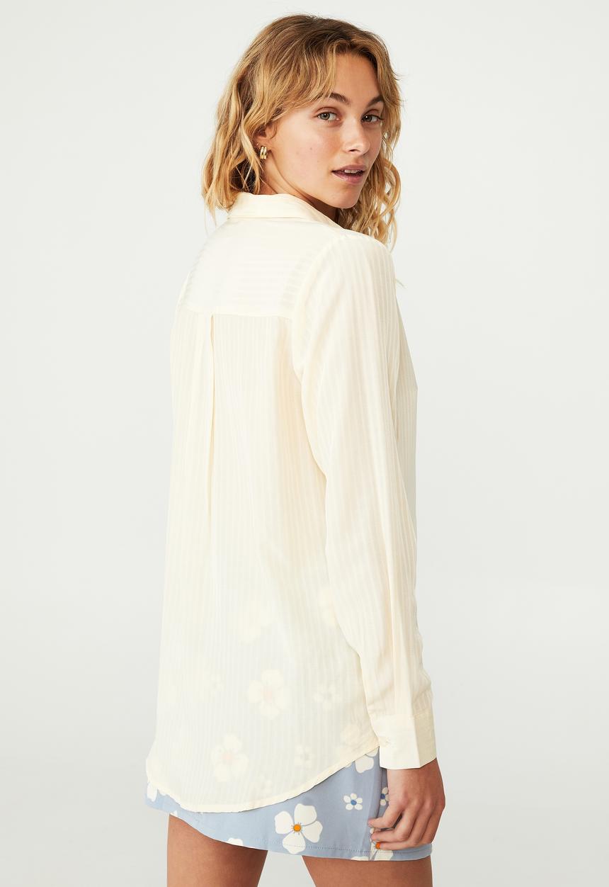 Cotton On - Petite long sleeve mod shirt - butter