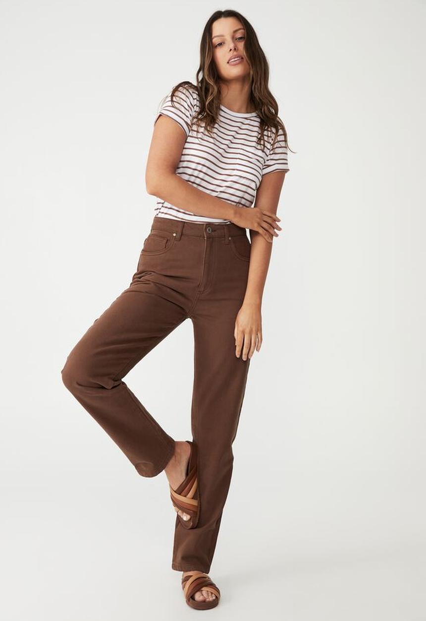 Cotton On - Kathleen short sleeve top - classic stripe white/cocoa bean