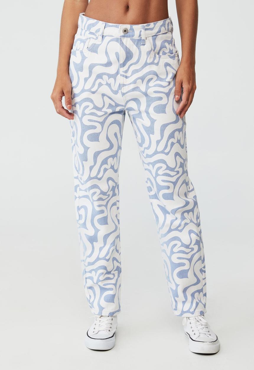 Cotton On - Mom jean - blue swirl