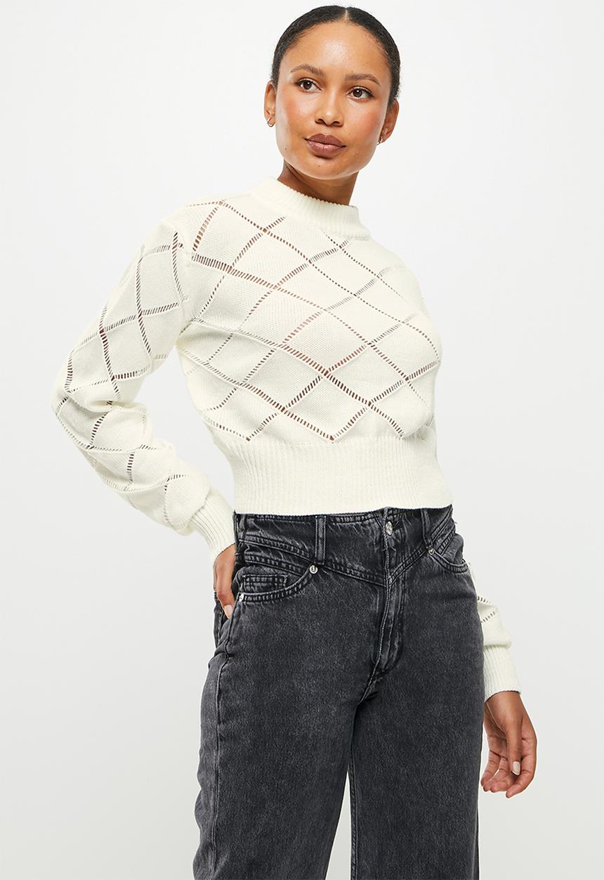 dailyfriday - Cross detailed round neck - white