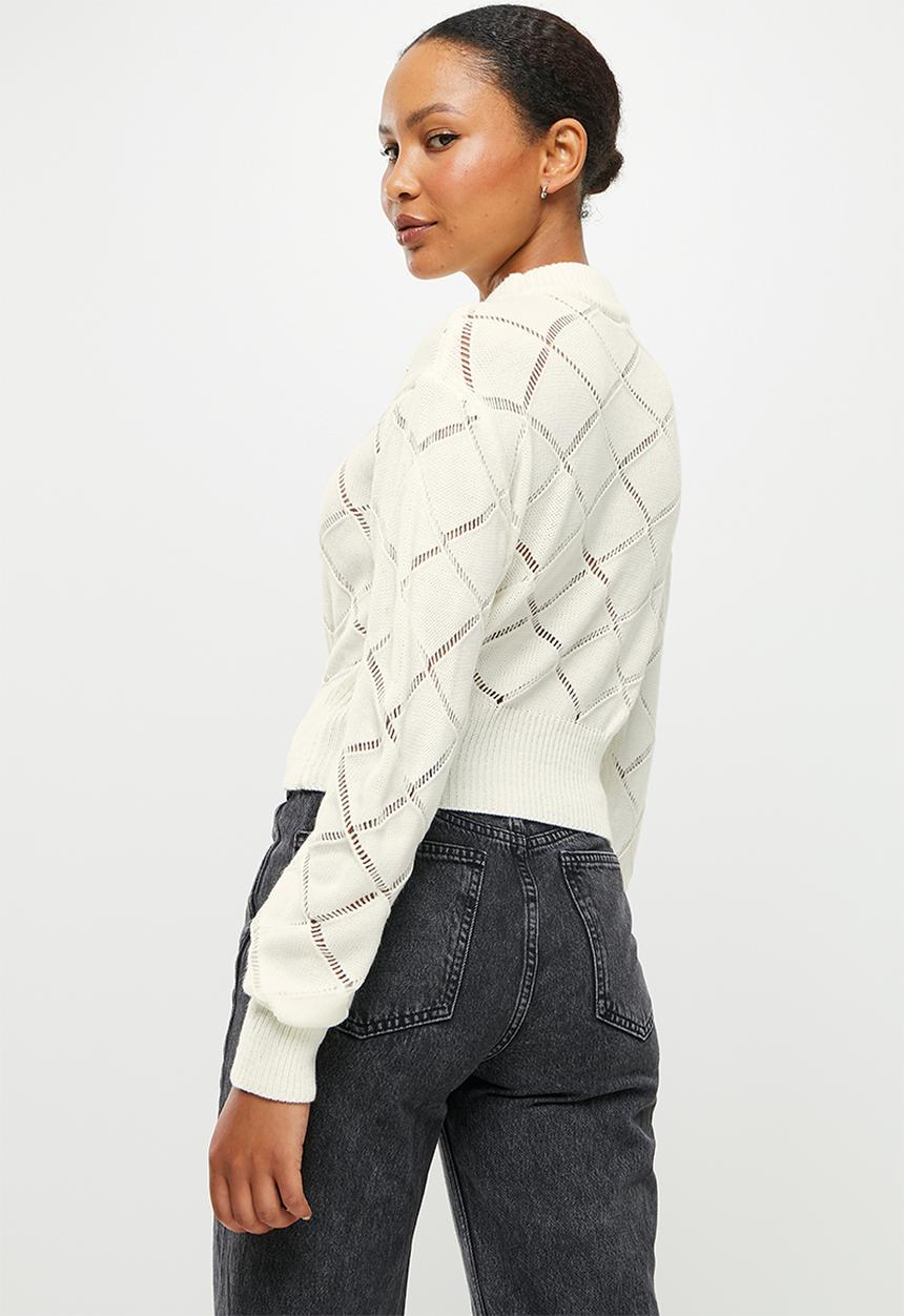 dailyfriday - Cross detailed round neck - white