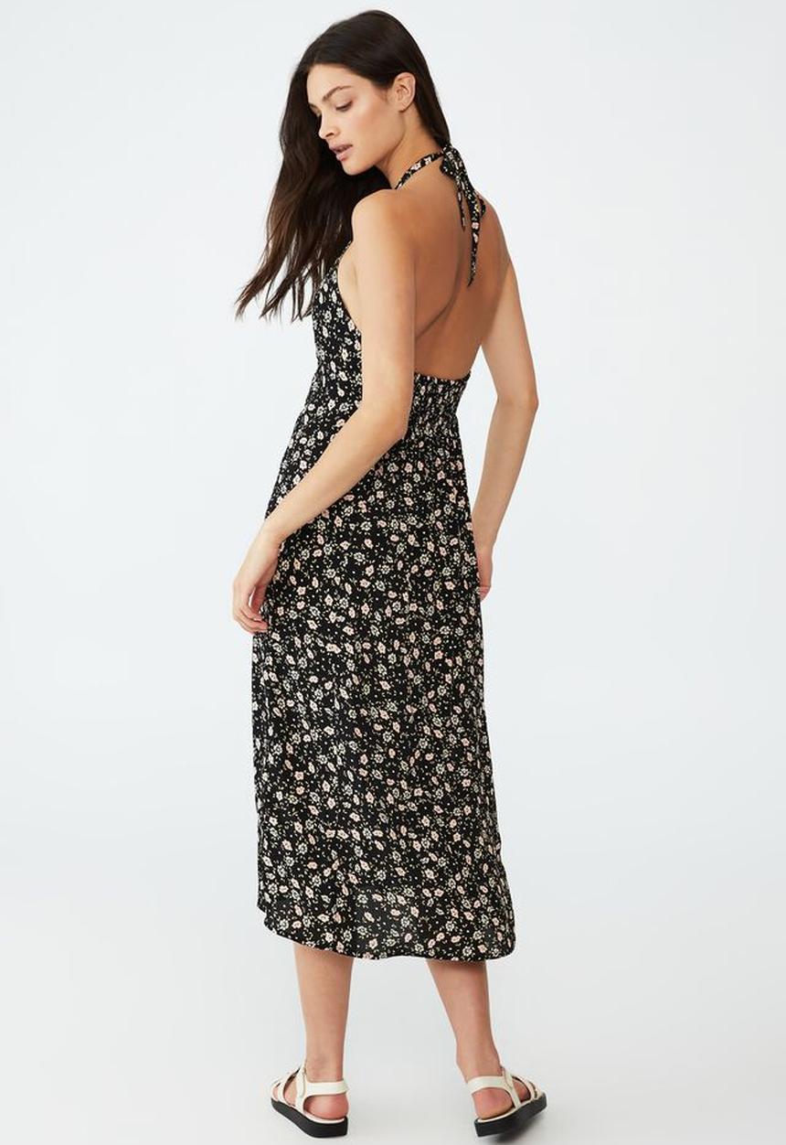 Cotton On - Kelsey halter midi dress - mya floral black