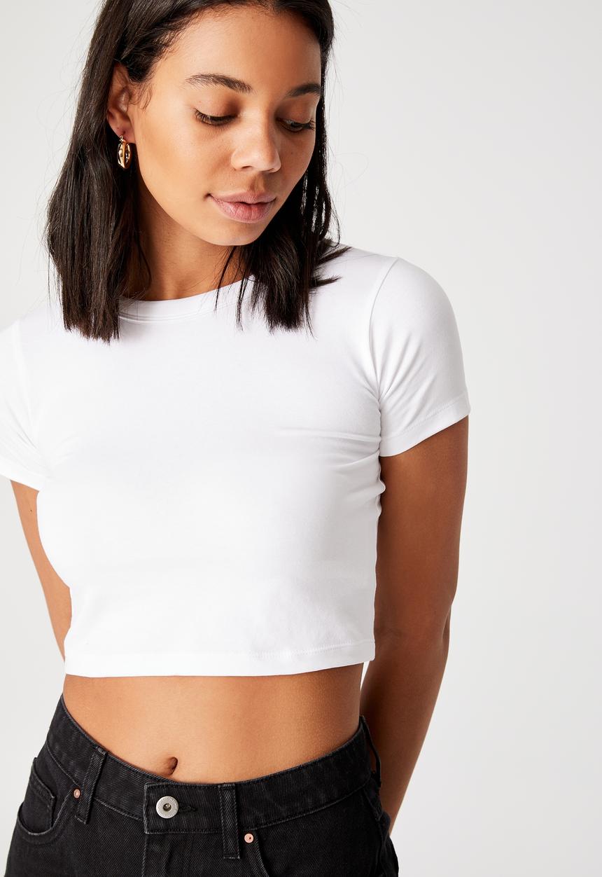 Cotton On - Micro baby crop tee - white