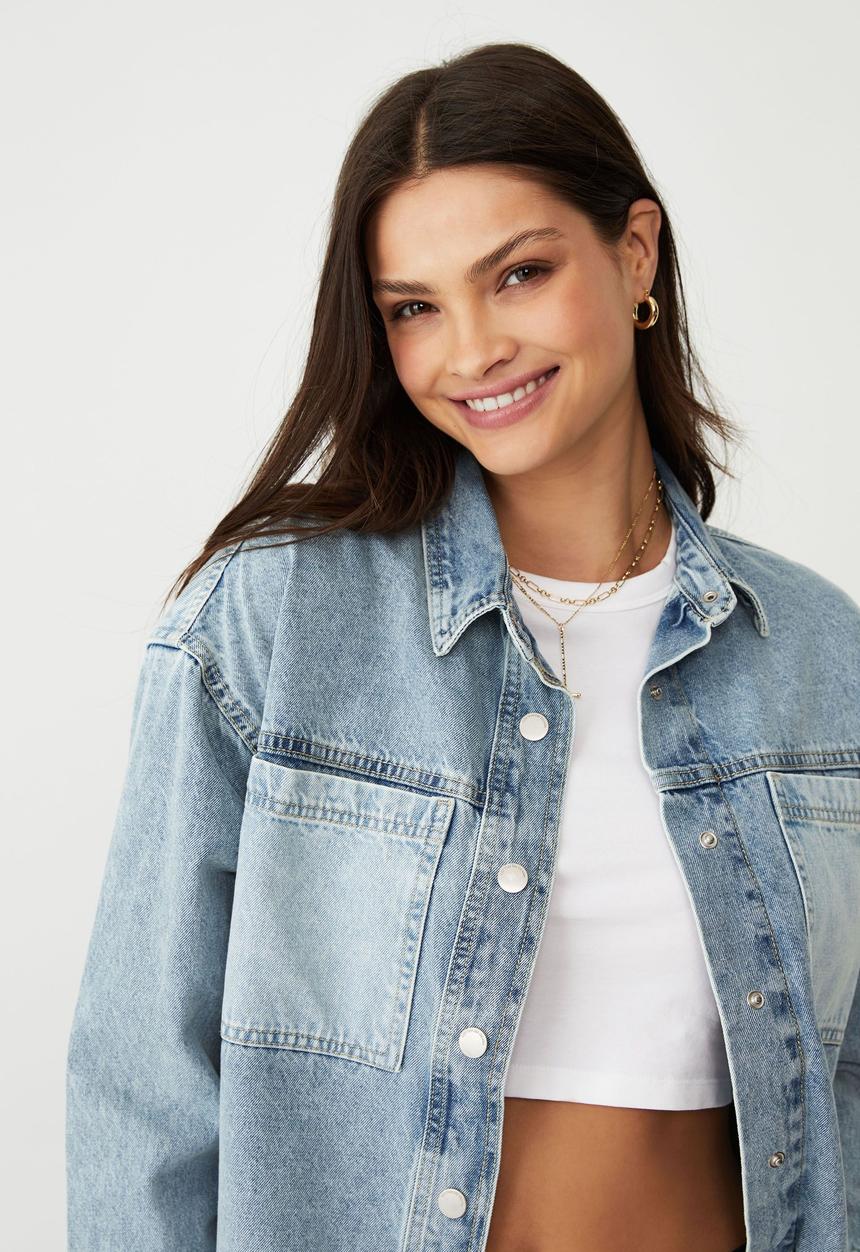 Cotton On - Denim shacket - blue splice