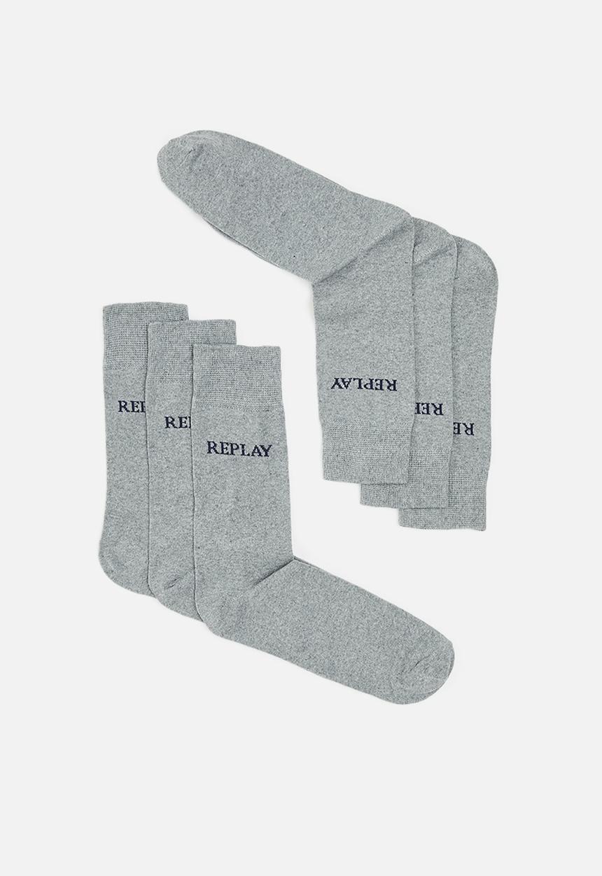 Replay - Replay casual leg logo 3 pairs banderole - grey